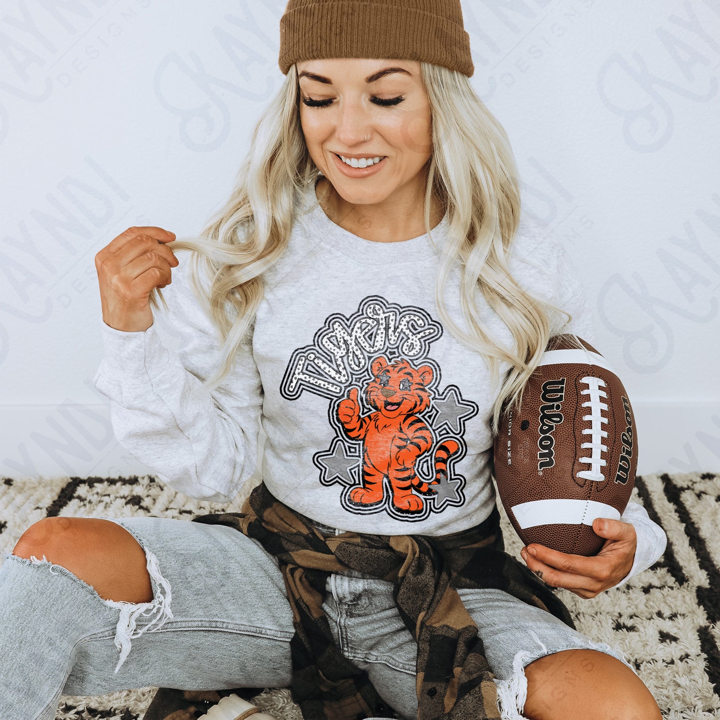 Friendly Mascot Tiger Black Neutral PNG Digital Download Sublimation DTF Print Preppy Colorful Mascot Spirit