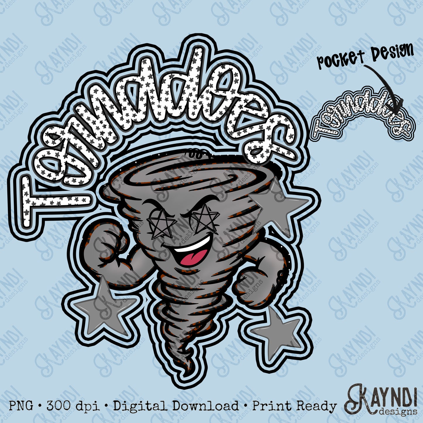 Friendly Mascot Tornado Black Neutral PNG Digital Download Sublimation DTF Print Preppy Colorful Mascot Spirit