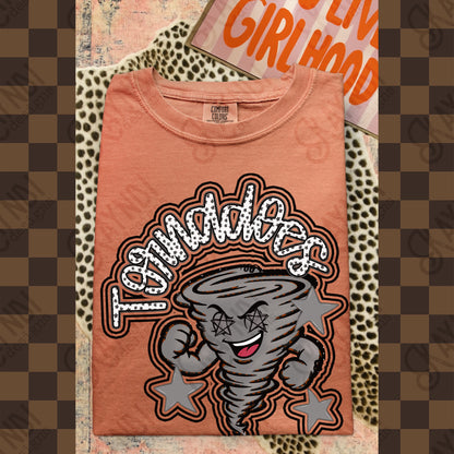 Friendly Mascot Tornado Black Neutral PNG Digital Download Sublimation DTF Print Preppy Colorful Mascot Spirit