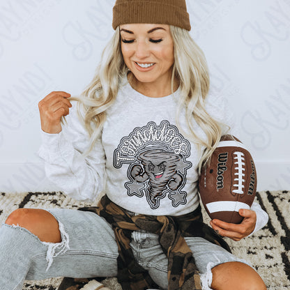 Friendly Mascot Tornado Black Neutral PNG Digital Download Sublimation DTF Print Preppy Colorful Mascot Spirit