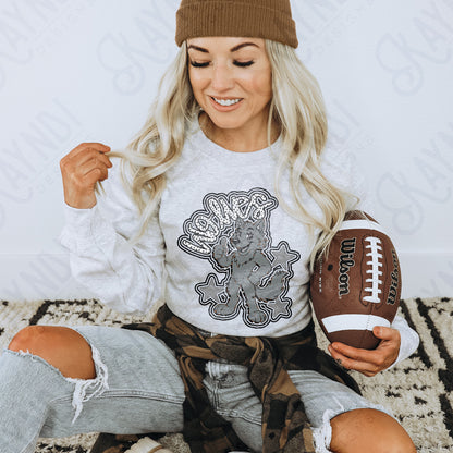 Friendly Mascot Wolf Black Neutral PNG Digital Download Sublimation DTF Print Preppy Colorful Mascot Spirit