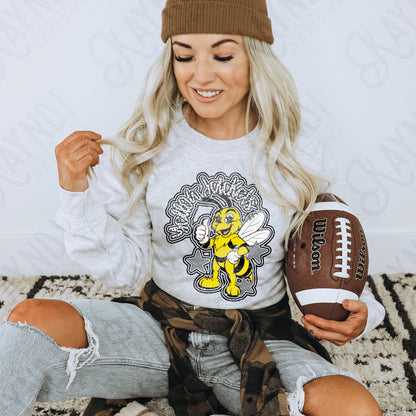 Friendly Mascot Yellow Jacket Black Neutral PNG Digital Download Sublimation DTF Print Preppy Colorful Mascot Spirit