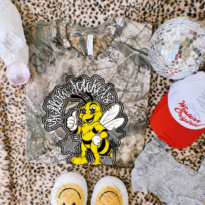 Friendly Mascot Yellow Jacket Black Neutral PNG Digital Download Sublimation DTF Print Preppy Colorful Mascot Spirit