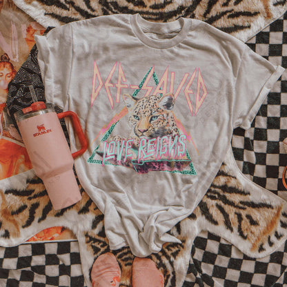 Def Saved Love Reigns Sublimation Design PNG Digital Download Cheetah Faith Rock n Roll