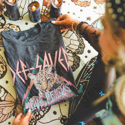 Def Saved Love Reigns Sublimation Design PNG Digital Download Cheetah Faith Rock n Roll