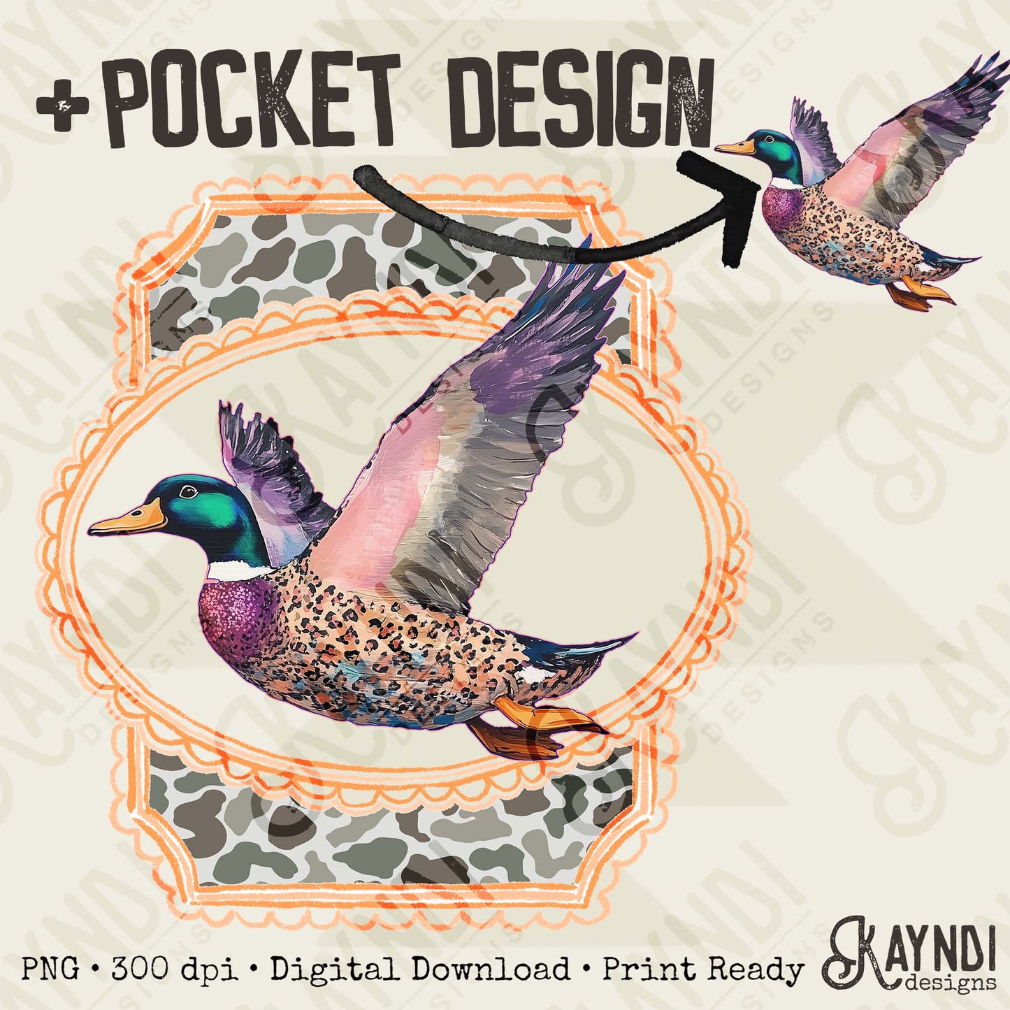 Duck Camo Sublimation Design PNG Digital Download Printable Vintage Pocket Design Hunting