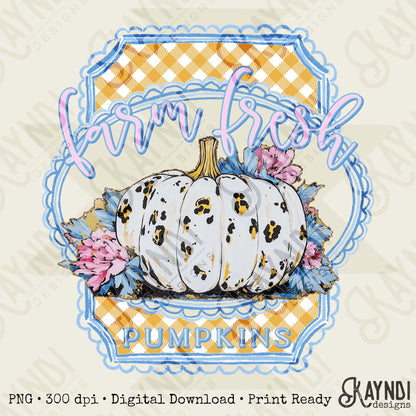Farm Fresh Pumpkins Sublimation Design PNG Digital Download Cheetah Pumpkins Fall