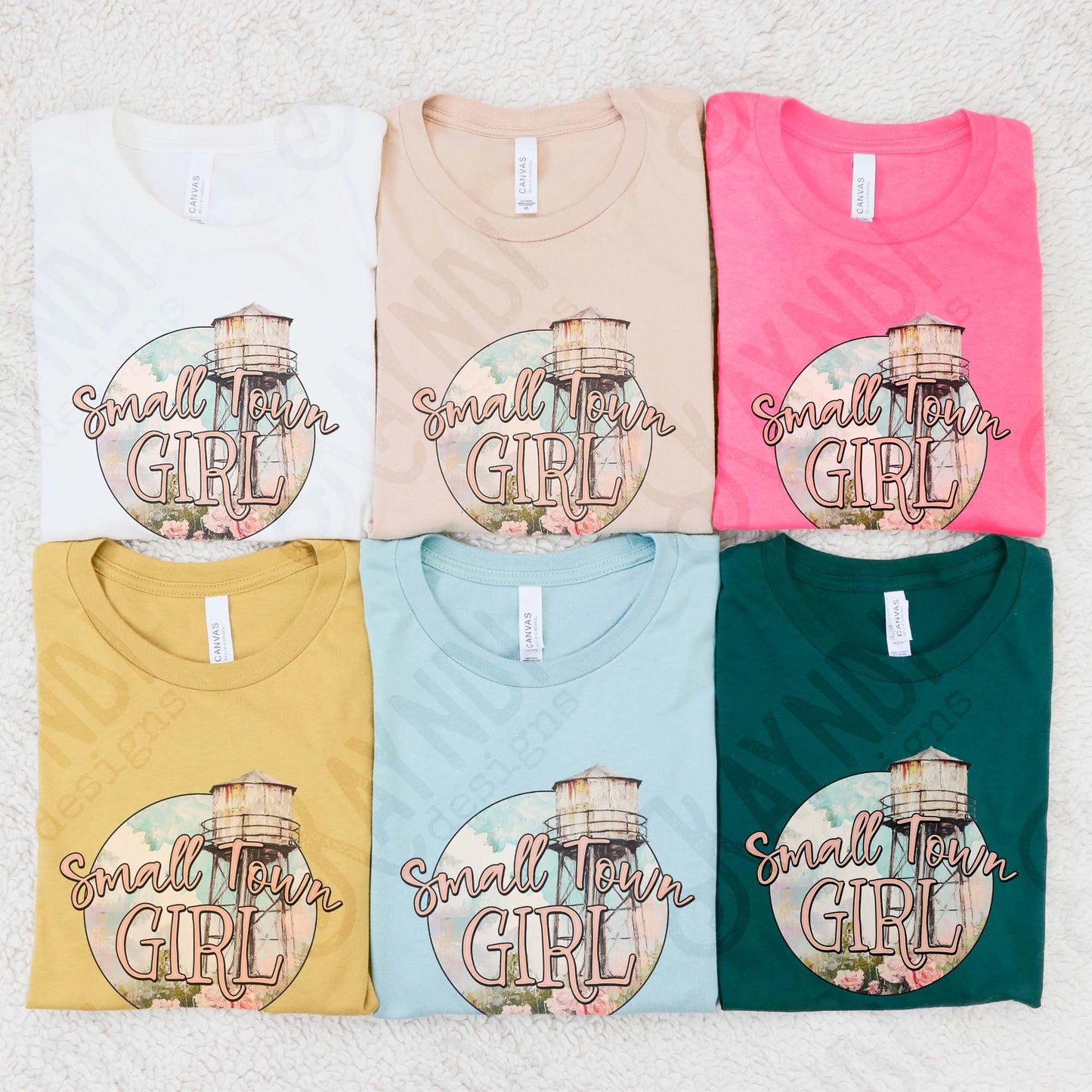 Girl Sublimation Design PNG Digital Download Printable Small Town Water Tower