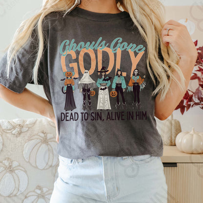Ghouls Gone Godly Sublimation Design PNG Digital Download Faith Halloween Christian