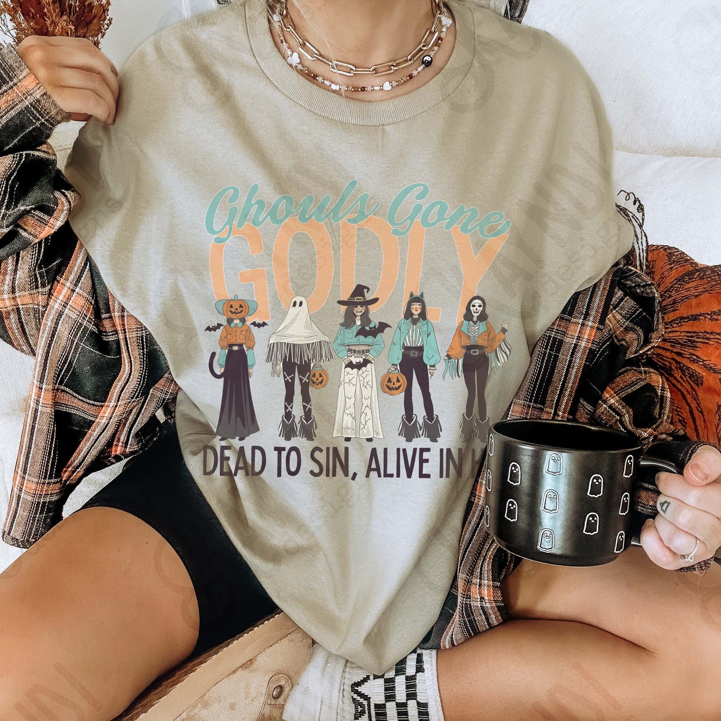 Ghouls Gone Godly Sublimation Design PNG Digital Download Faith Halloween Christian
