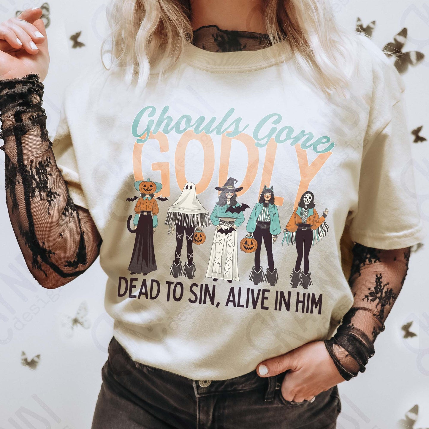 Ghouls Gone Godly Sublimation Design PNG Digital Download Faith Halloween Christian