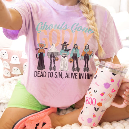Ghouls Gone Godly Sublimation Design PNG Digital Download Faith Halloween Christian