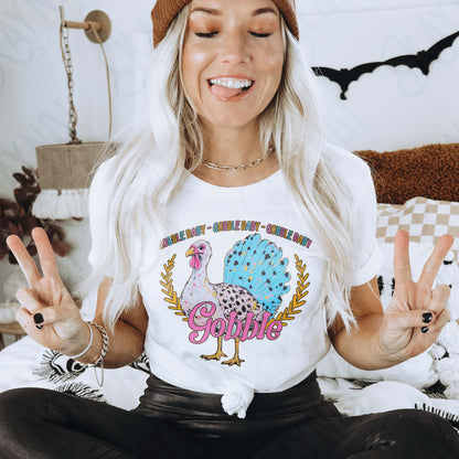Gobble Baby Sublimation Design PNG Digital Download Printable Turkey Thanksgiving Colorful