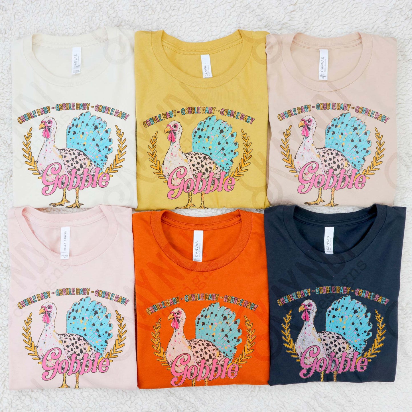 Gobble Baby Sublimation Design PNG Digital Download Printable Turkey Thanksgiving Colorful