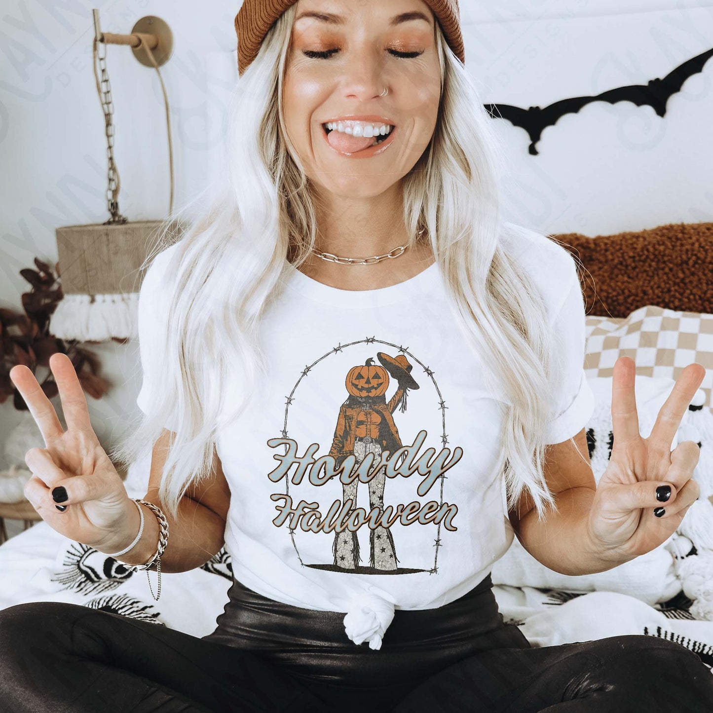 Howdy Halloween Sublimation Design PNG Digital Download Faith Western Pumpkin