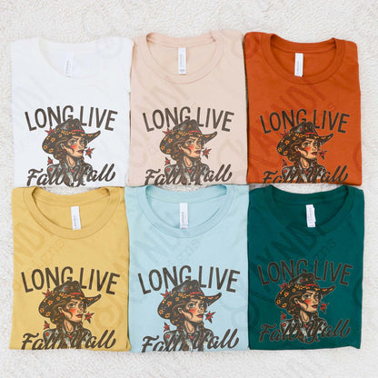 Long Live Fall Yall 2 Sublimation Design PNG Digital Download Western Cowgirl Black