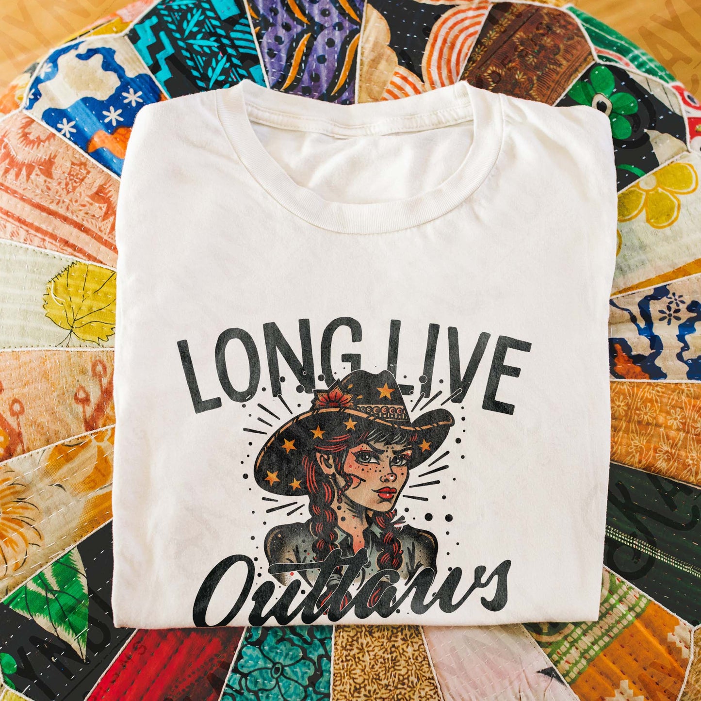 Long Live Outlaws Sublimation Design PNG Digital Download Western Cowgirl Black