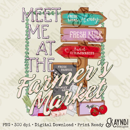Meet Me at the Farmers Market Sublimation Design PNG Digital Download Country Vintage Strawberries