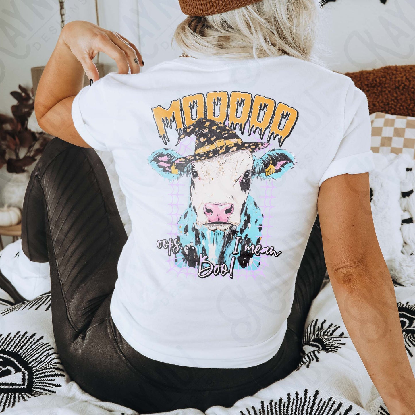 Mooooo I Mean Boo Sublimation Design PNG Digital Download Cheetah Halloween Witch Cow