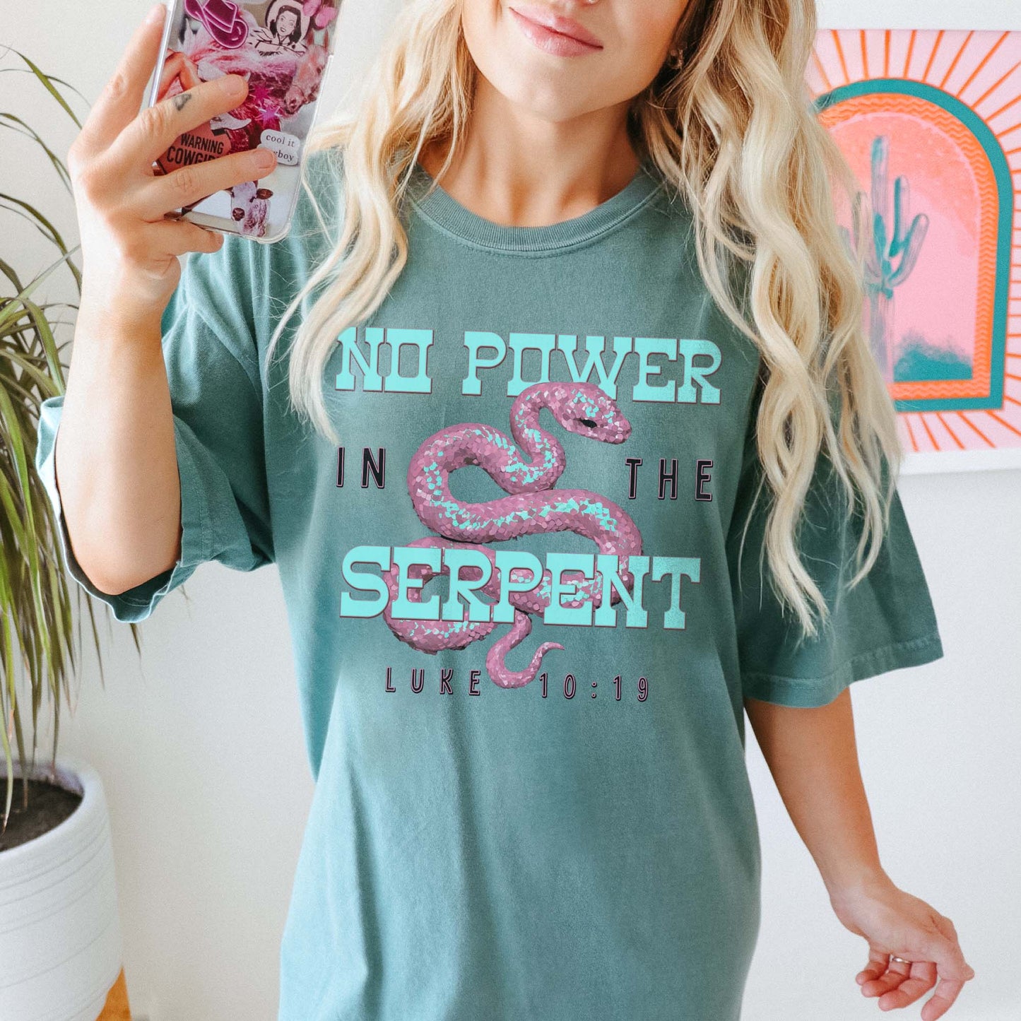 No Power in the Serpent Sublimation Design PNG Digital Download Faith Snake Verse