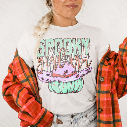 Spooky Girl Era Sublimation Design PNG Digital Download Cheetah Pumpkin Cowgirl Hat