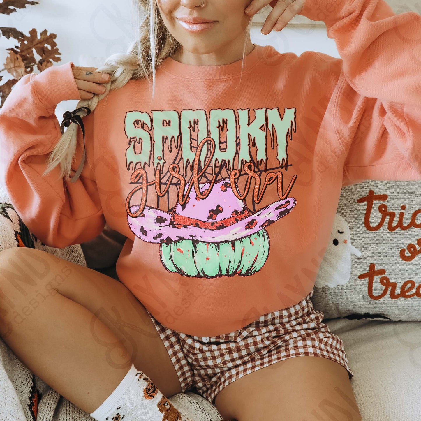 Spooky Girl Era Sublimation Design PNG Digital Download Cheetah Pumpkin Cowgirl Hat