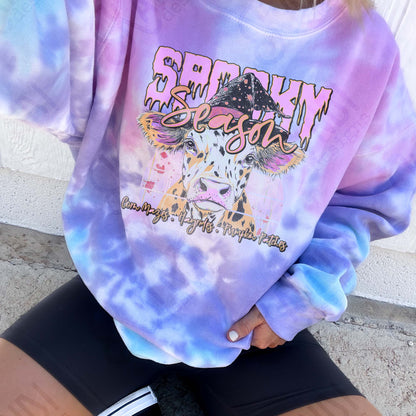 Spooky Season Sublimation Design PNG Digital Download Cheetah Halloween Witch Purple