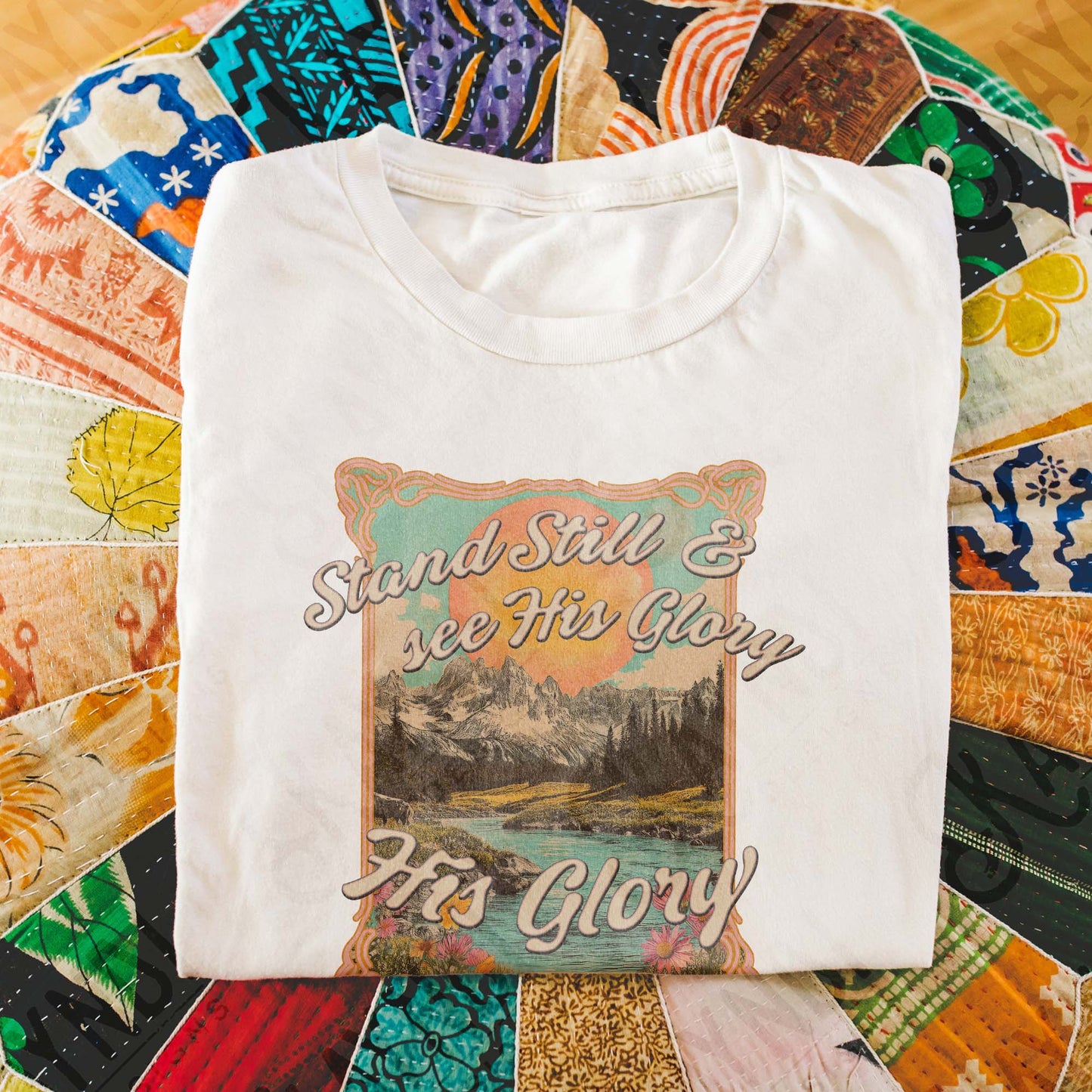 Stand Still Sublimation Design PNG Digital Download Faith Mountains Scenic Christian