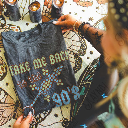 Take Me Back to the 90s 2 Sublimation Design PNG Digital Download Printable Retro Vintage Green Blue Lizard