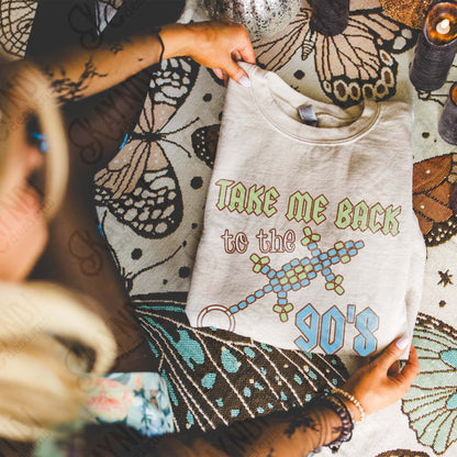 Take Me Back to the 90s 2 Sublimation Design PNG Digital Download Printable Retro Vintage Green Blue Lizard