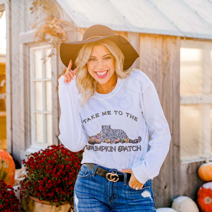 Take Me to the Pumpkin Patch Sublimation Design PNG Digital Download Cheetah Pumpkins Fall Halloween