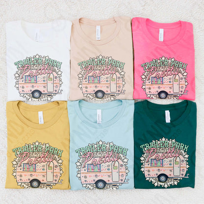 Trailer Park Pretty Sublimation Design PNG Digital Download Printable Vintage Cheetah Pink Camper