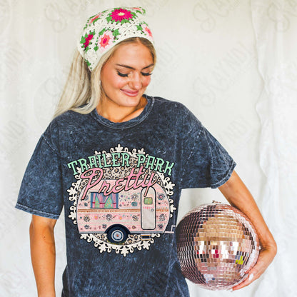 Trailer Park Pretty Sublimation Design PNG Digital Download Printable Vintage Cheetah Pink Camper