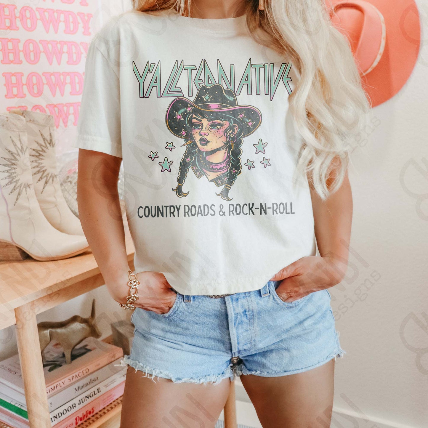 Yallternative Sublimation Design PNG Digital Download Western Cowgirl Black