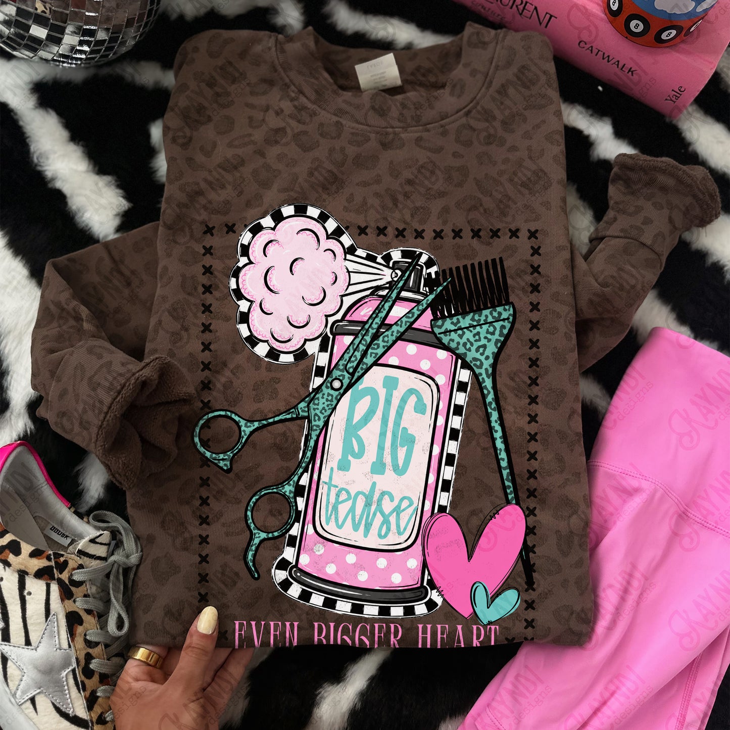 Big Tease Even Bigger Heart PNG Digital Download Sublimation DTF Print Hairspray Dye Cosmetologist