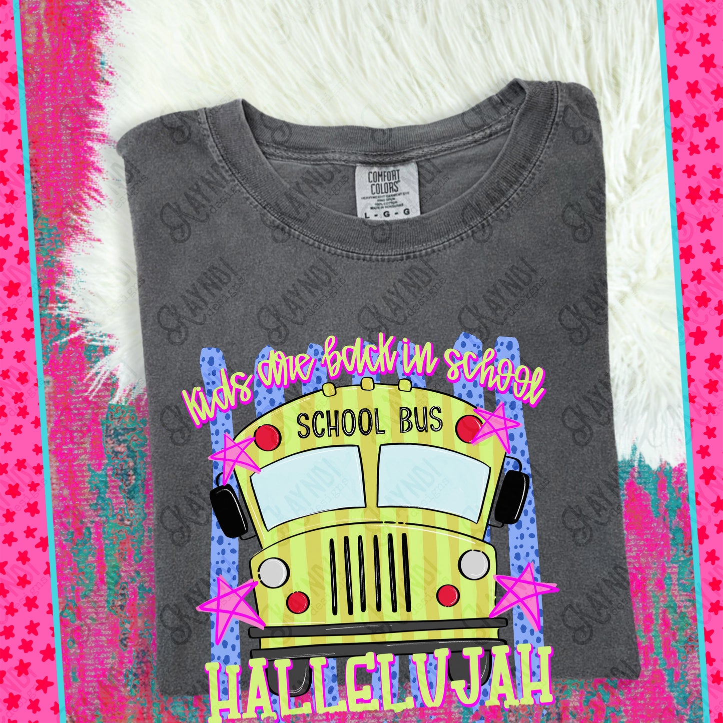 Kids are Back in School Hallelujah Blue PNG Digital Download Sublimation DTF Print Southern Preppy Bus