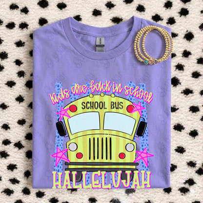 Kids are Back in School Hallelujah Blue PNG Digital Download Sublimation DTF Print Southern Preppy Bus