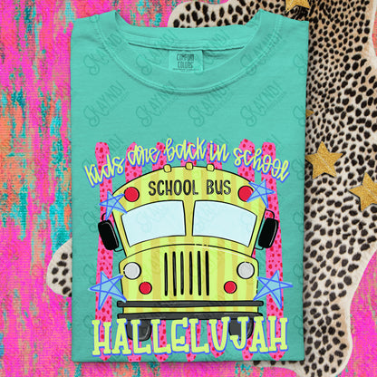 Kids are Back in School Hallelujah Pink PNG Digital Download Sublimation DTF Print Southern Preppy Bus