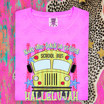 Kids are Back in School Hallelujah Pink PNG Digital Download Sublimation DTF Print Southern Preppy Bus