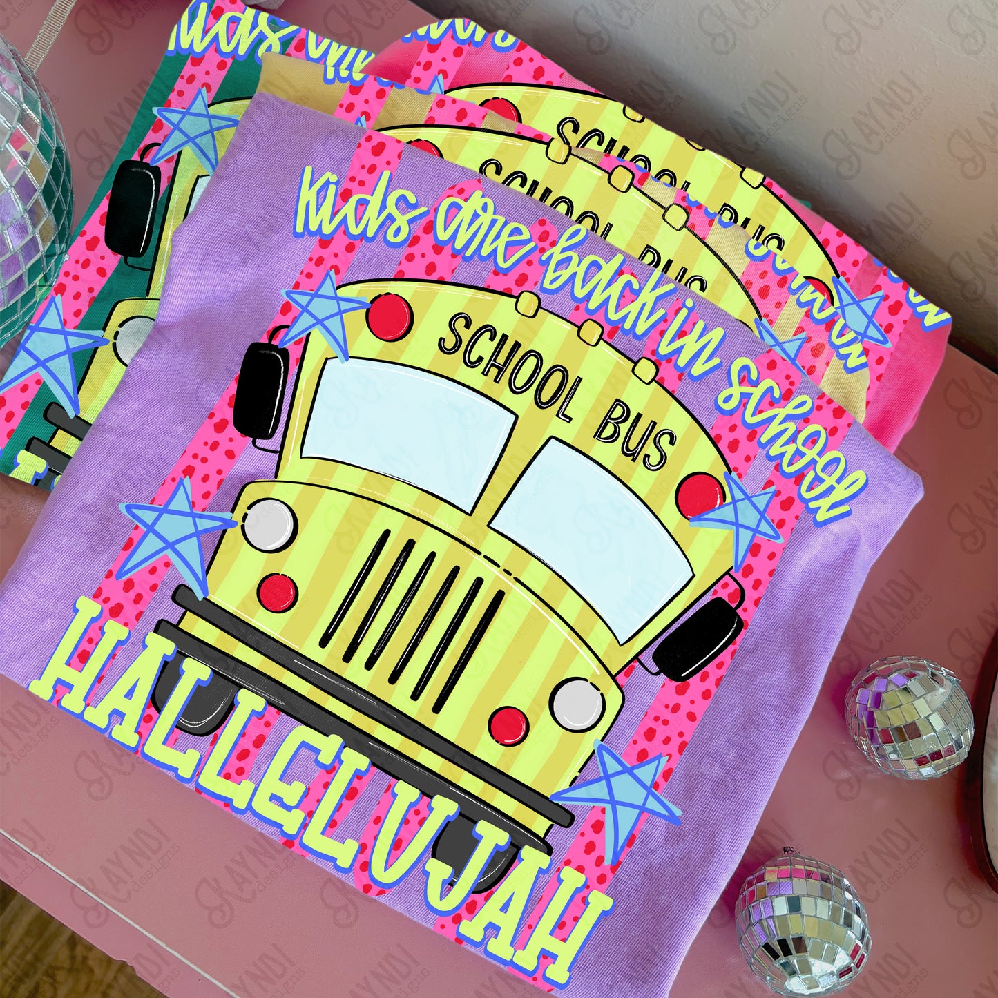 Kids are Back in School Hallelujah Pink PNG Digital Download Sublimation DTF Print Southern Preppy Bus