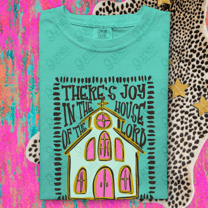 There's Joy in the House of the Lord PNG Digital Download Sublimation DTF Print Pastel Gold Joy Faith
