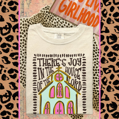 There's Joy in the House of the Lord PNG Digital Download Sublimation DTF Print Pastel Gold Joy Faith