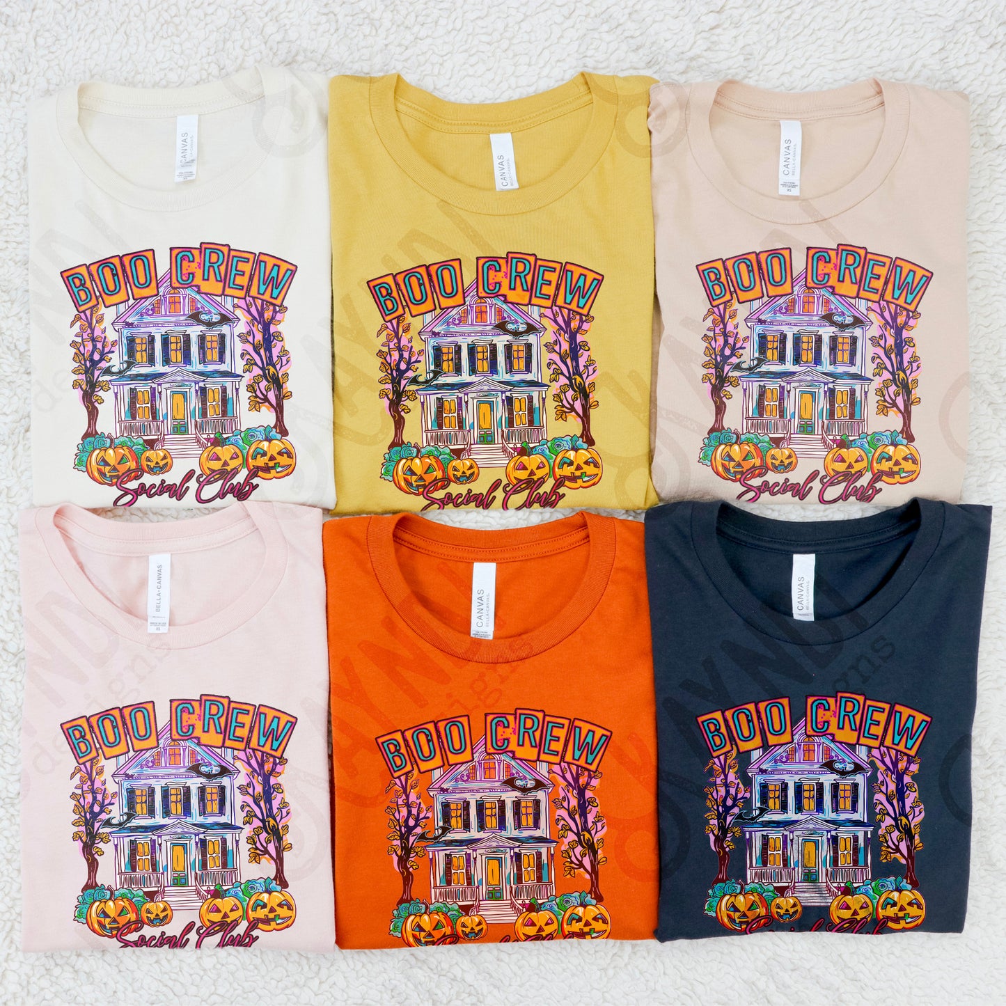 Boo Crew Colorful Sublimation Design PNG Digital Download Printable Halloween Haunted House Bat Pumpkins