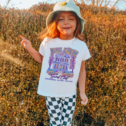 Boo Crew Lavender Sublimation Design PNG Digital Download Printable Halloween Haunted House Bat Pumpkins