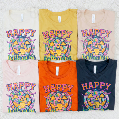Happy Halloween Pumpkin Pink Sublimation Design PNG Digital Download Printable Halloween Pumpkin Bats