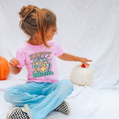 Happy Halloween Pumpkin Purple Sublimation Design PNG Digital Download Printable Halloween Pumpkin Bats