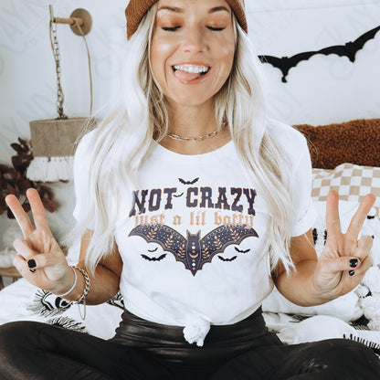 Not Crazy Just a Little Batty Sublimation Design PNG Digital Download Printable Halloween Bats Crazy