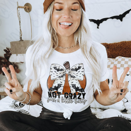 Not Crazy Just a Little Batty Pumpkin Sublimation Design PNG Digital Download Printable Halloween Bats Pumpkin Crazy Bows