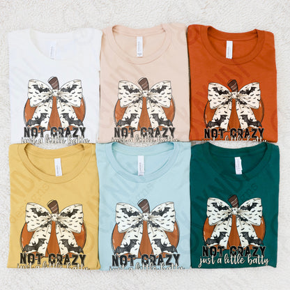 Not Crazy Just a Little Batty Pumpkin Sublimation Design PNG Digital Download Printable Halloween Bats Pumpkin Crazy Bows