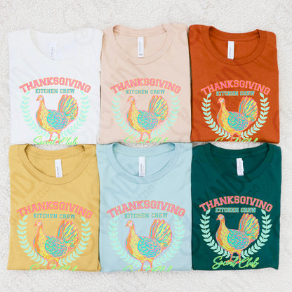 Thanksgiving Kitchen Crew Bright Sublimation Design PNG Digital Download Printable Thanksgiving Turkey Pastels